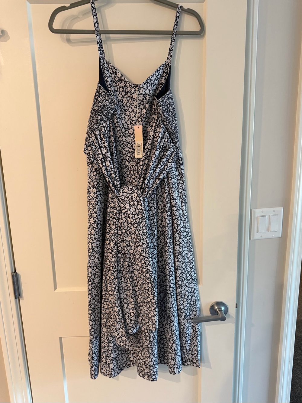 summersalt Navy and White Floral Tie-Front Sundress